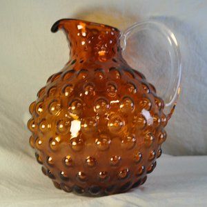11 cup vintage amber hobnail glass pitcher looks like Sister Rosetta (w1026)